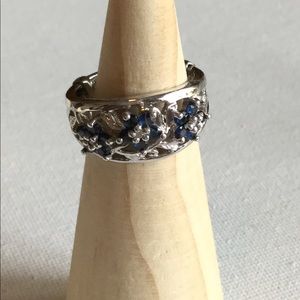 Flowered Sapphire Ring size 5 SALE